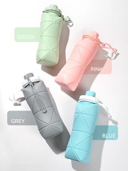 600ml Foldbar Vandflaske i Silikon til Sport Gray