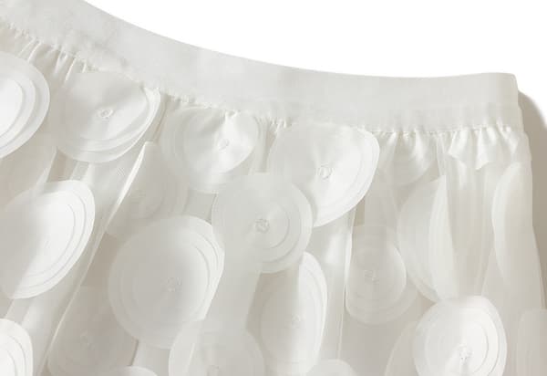 Dam Tyll Midi Kjol 3D Prickig Mesh Kjol A-Linje White