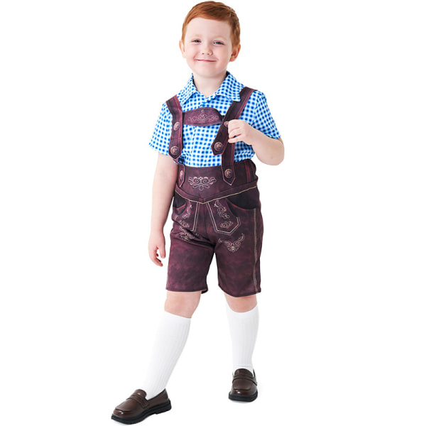 Barn Oktoberfestdräkt Pojkar Bayeriska Lederhosen Dräkt Blue L