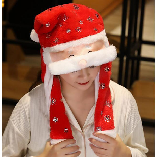 Jule-Plysjhatt som Rører seg når du Klemmer Snowflake Santa Claus