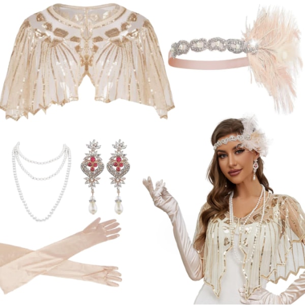 1920-tals Flapper-accessoarer Gatsby Kostymtillbehör Set Set 1
