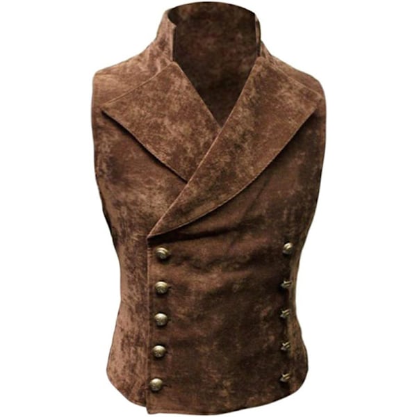 Herre Faux Suede Dobbeltbrystet Vest Slim Fit Gothic Steampunk Waistcoat Gentleman Tuxedo Blue M