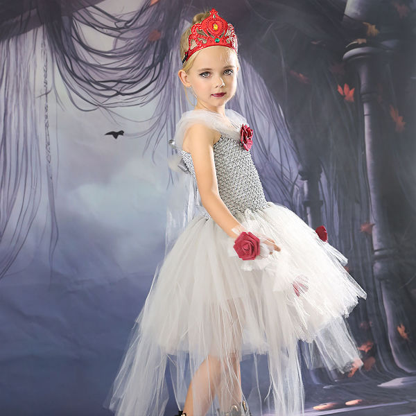 Halloween Häxa Vampyr Kostymer Flickor Drottning Karneval Party White M