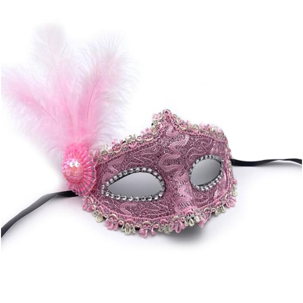 Feather Masquerade Mask Halloween Cosplay Party pink
