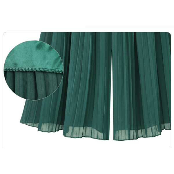 Dam Elastisk Midja Plisserade Chiffong Culottes Croppade Vida Ben Flödiga Byxor red M