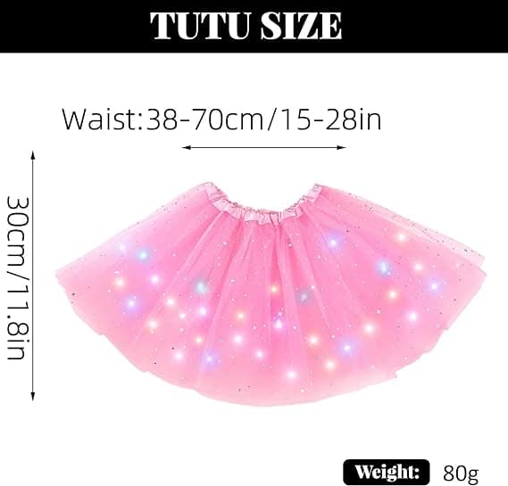 Piges LED-Skørt Lysende Tutu Glød Tulle Danseskørter Purple