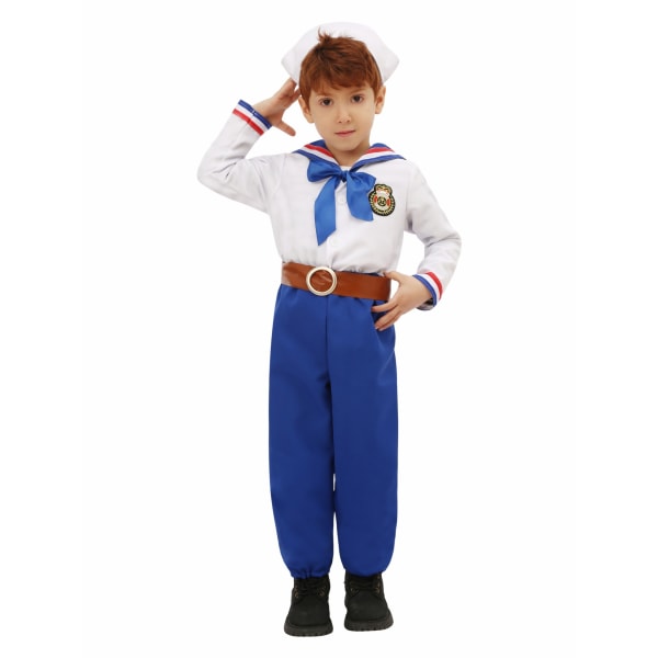 Navy Admiral Costume - White Ship Captain Uniform för barn XL