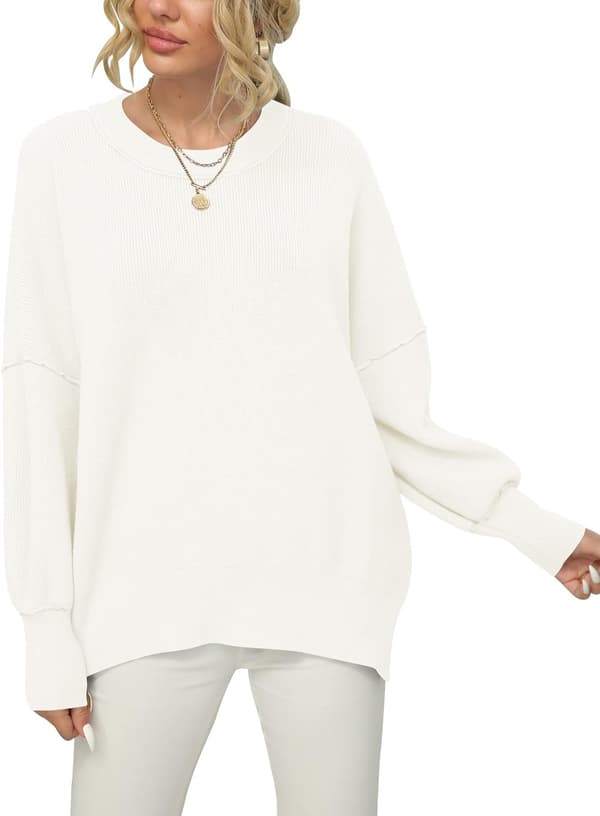 Hettegenser med flaggermusarmer for kvinner White S