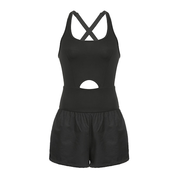Träningsromper för kvinnor, löpshorts, atletisk helkroppsoverall black M