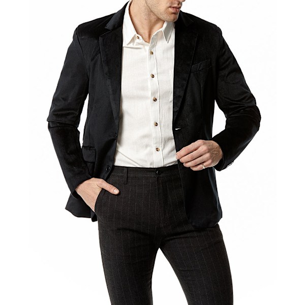 Herrjacka i sammetsblazer med två knappar Black M