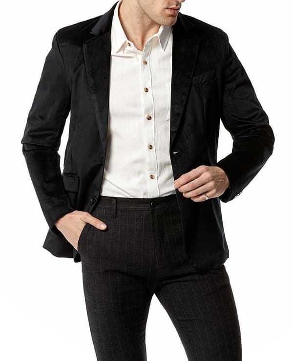 Herrjacka i sammetsblazer med två knappar Black S