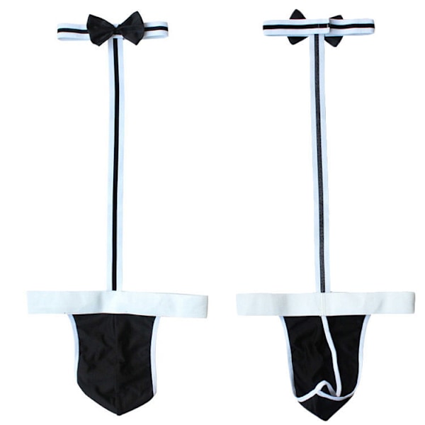 Miesten tarjoilijan cosplay-solmiobodystringit Black
