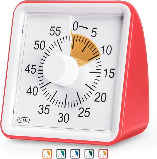60 Minuters Visuell Timer, Klassrumstimer, Nedräkningstimer för Barn och Vuxna Red