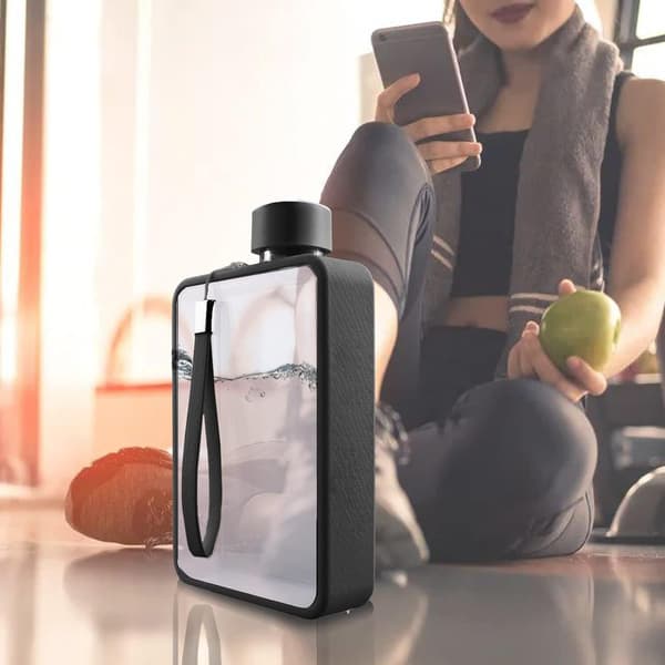 A5 Vedenpullo Kanteen Flask Litteä Kannettava Matkamuki black