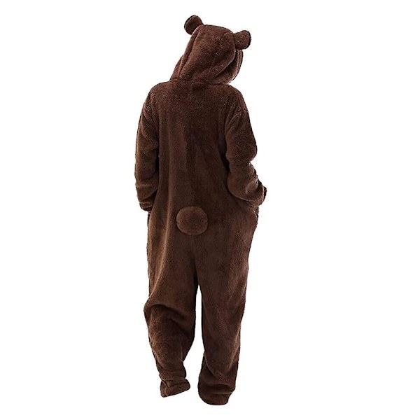Unisex Vuxen Sovkläder med Fickor Lösa Tjocka Pyjamas Brown L