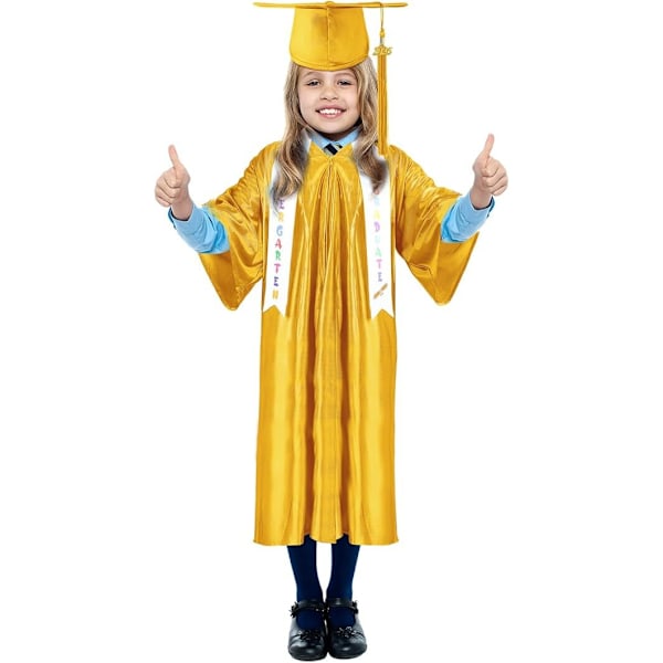 2025 Års Førskole- og Børnehave Afslutningskåbe Hue Kvast Sæt yellow 2XL