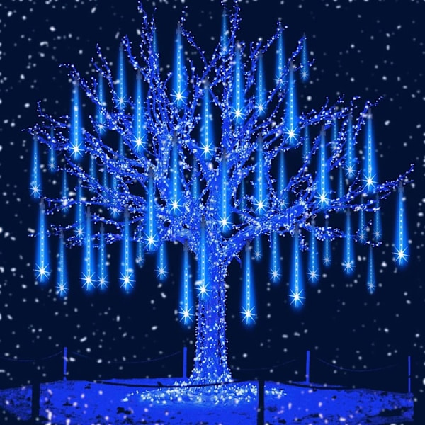 Regn Drops Lys, LED Meteorskur Lys 8 Rør Blue