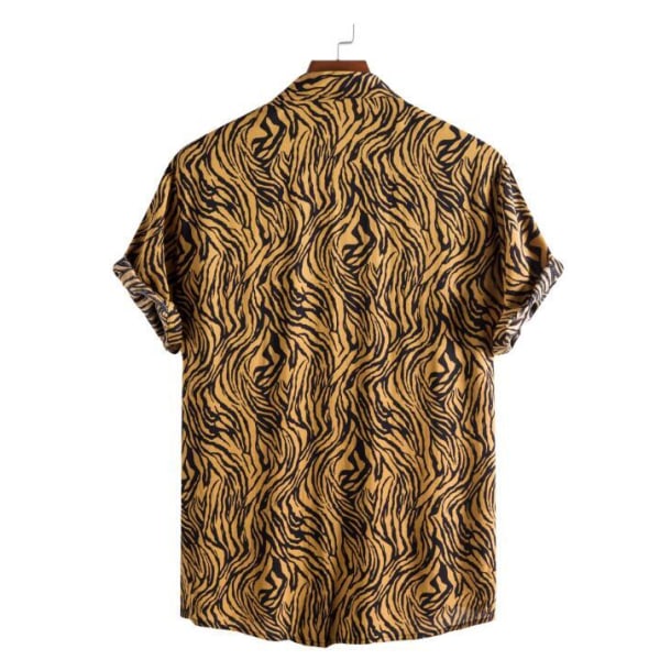 Kortärmad printed skjorta för män Casual skjorta brown M