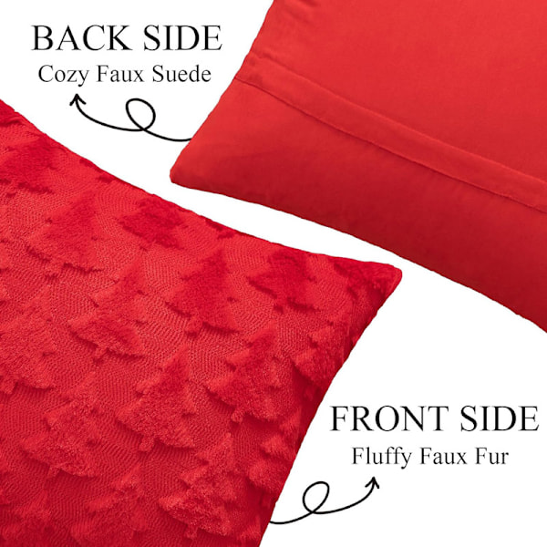 Julkuddar med Dekorativa Överkast, 2-pack, Mjuk Plysch Faux Ull Kuddfodral Red 1 30*50cm