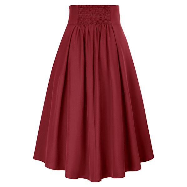 Dam Goth Steampunk Kjol Hög Midja Pirat Midi A-Linje Kjol Red XL