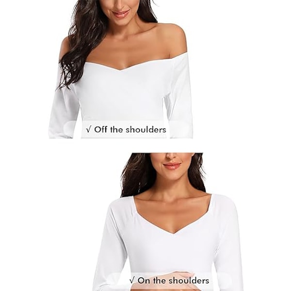 Maternitykjole til kvinder med off-shoulder og V-udskæring White M
