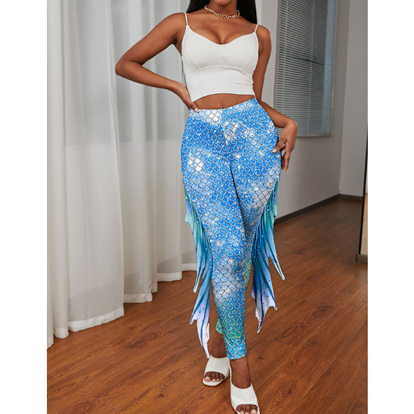 Sjöjungfru Leggings för Kvinnor Fiskfjäll Leggings Style 3 L
