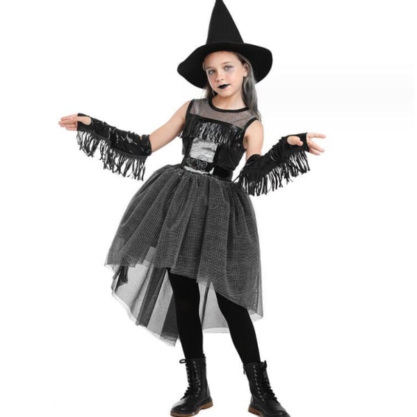 Halloween Barnkläder för Barn Häxa Tuxedo Klänning S