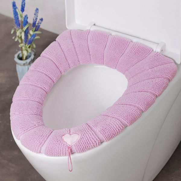 2st Universal förtjockad stickad toalettsitsdyna pink