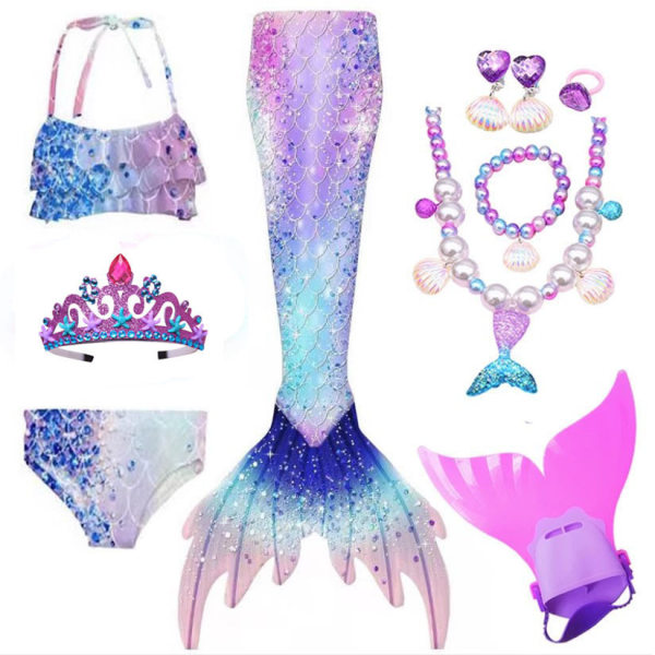 Sjöjungfru-svans Badkläder med Monofin Flickor Pojkar Badkläder Bikini Set style1 110cm