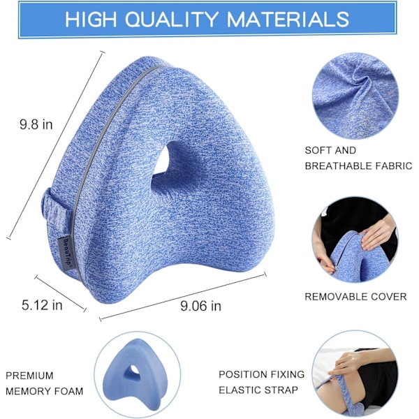 Benpölster Ergonomisk Sidoläge Kudde Minnesskum Knäkudde Blue