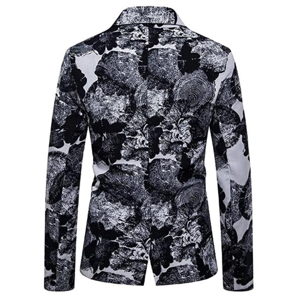 Herr 3- print kostym Casual Party Tux Slim Fit Outfit grey blue L