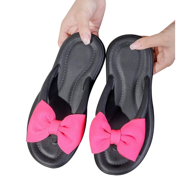 Dames Bow Pillow Flip Flops, Super Bløde Anti-Skrid Sikkerhedssandaler black 40-41