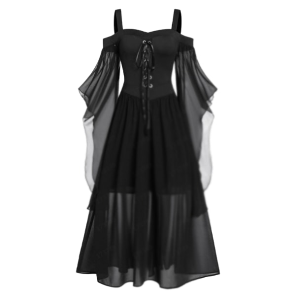 Gotisk punkklänning för kvinnor Cosplayklänning black M