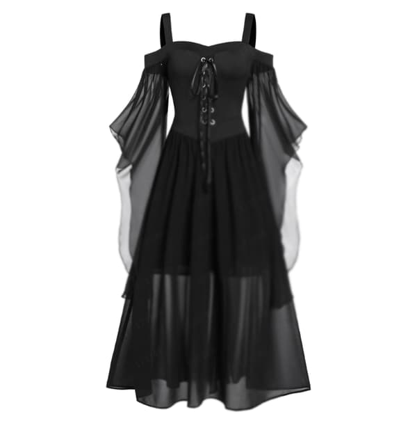 Gotisk punkklänning för kvinnor Cosplayklänning black XXL