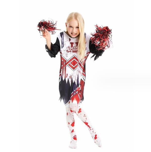 Halloween Zombie Kostumer Piger Cheerleader Kjoler M