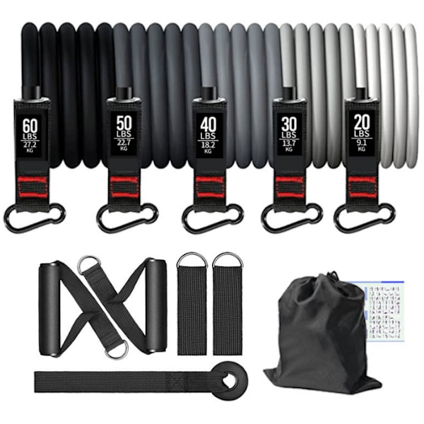 Resistance Band Set, Träningsband för män och kvinnor 100lbs