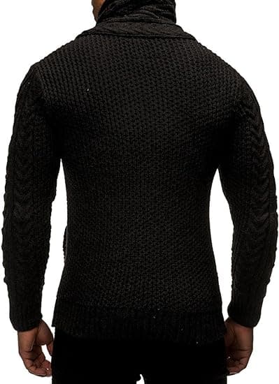 Herrar Stickad Turtleneck Jacka Vinter Cardigan Tröja 2XL