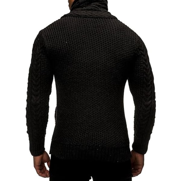 Stickad turtleneck jacka för män, vinter cardigan tröjor 2XL