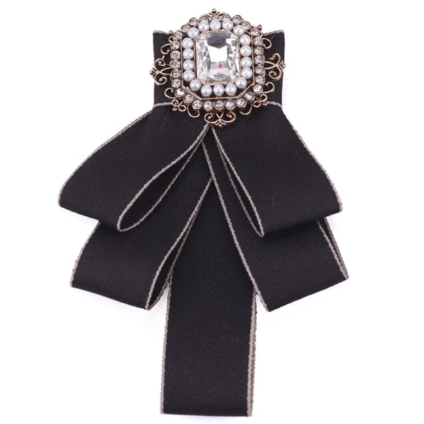 Dame Sløyfe Rhinestone Brosje Nål Black