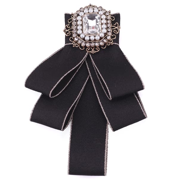 Slips med rosett och strassbrosch Black