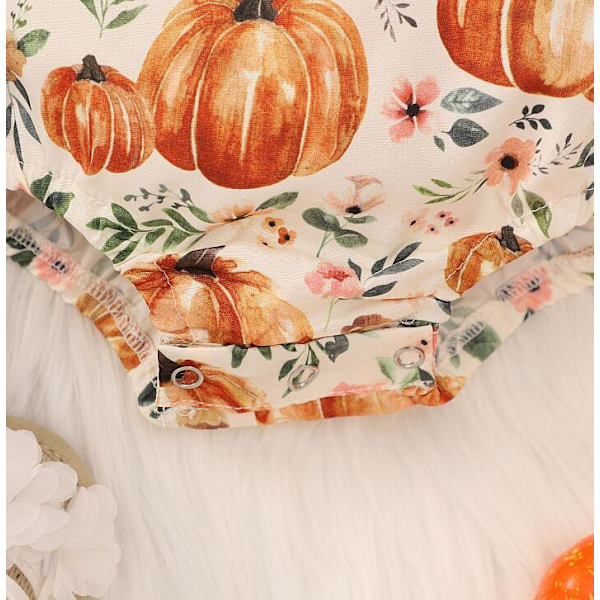 Babytytön Halloween-kurpitsakuvioinen body Beige 90CM
