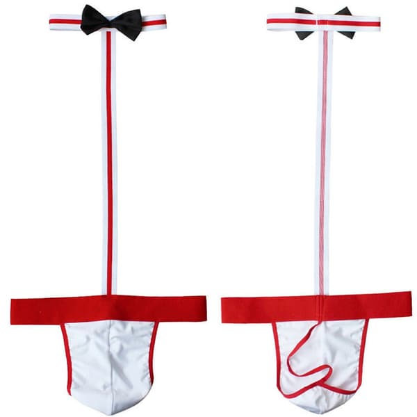 Miesten tarjoilijan cosplay-solmiobodystringit Red