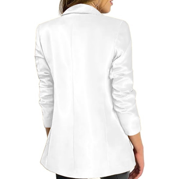 Dame Blazerjakke i Ensfarvet Casual Langærmet med Rever og Knapper White L