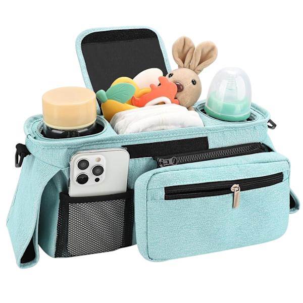 Universal Stroller Organizer med Isolerte Koppbærere og Avtakbar Telefonveske blue