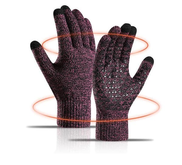 Vinterhandskar för män kvinnor, pekskärmshandskar dark red