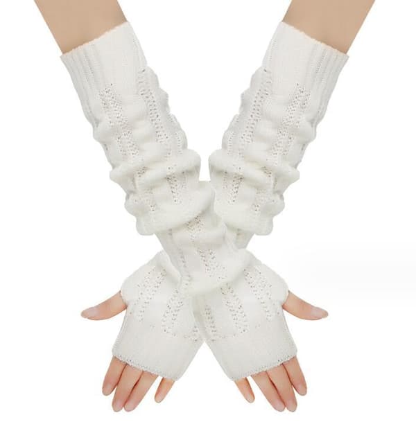 3 Par Dame Varme Lange Fingerhandsker White
