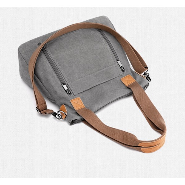 Kvinnors Canvas Tote Portmonnä Work Shoulder Crossbody Bag Gray