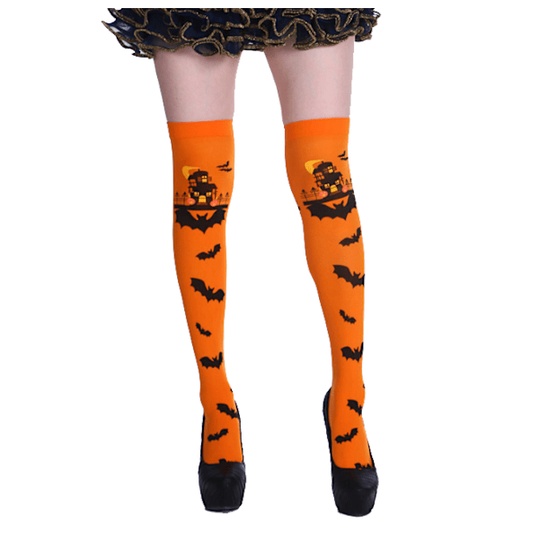 Lår Höga strumpor Extra lång strumpa Halloween orange