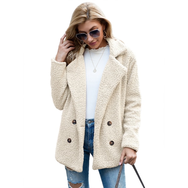 Dam Faux Shearling Shaggy Oversized Shacket Jacka White XL