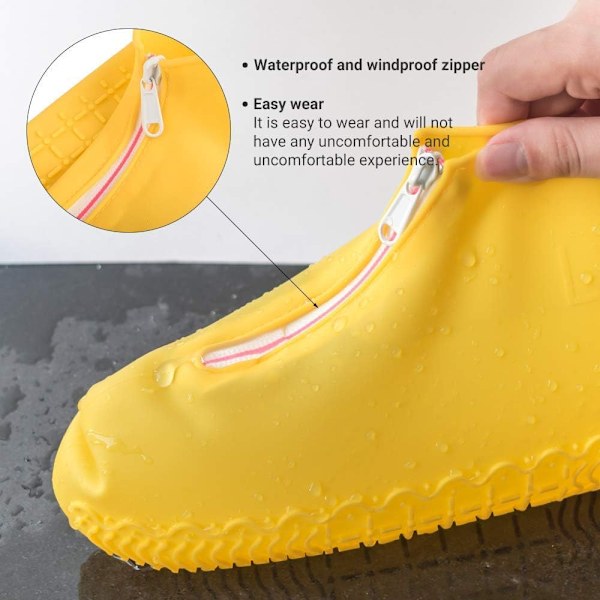 Återanvändbara halkfria regnskoöverdrag Yellow XL